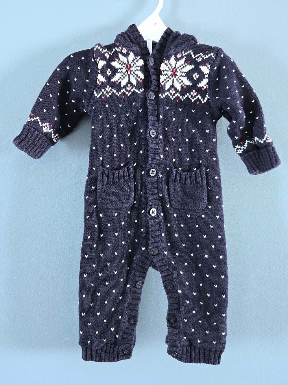 Baby Gap Hooded Knit Sweater Jumpsuit 3-6m